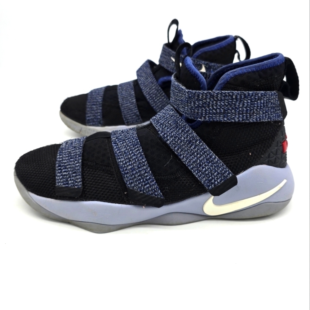 Nike Shoe 7 Youth LeBron Soldier XI 11 918369-005 Black Blue Basketball Sneakers